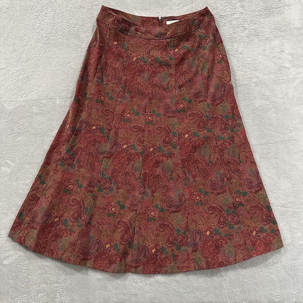 Christopher & Banks Women 12 Faux Suede Maxi Skirt Floral Vtg Boho 90s Pink